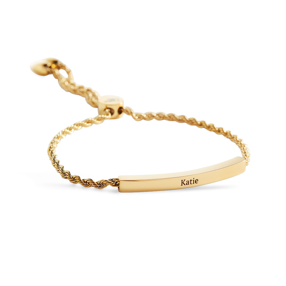 Personalized Bar Chain Bracelet - 18k Gold Plated