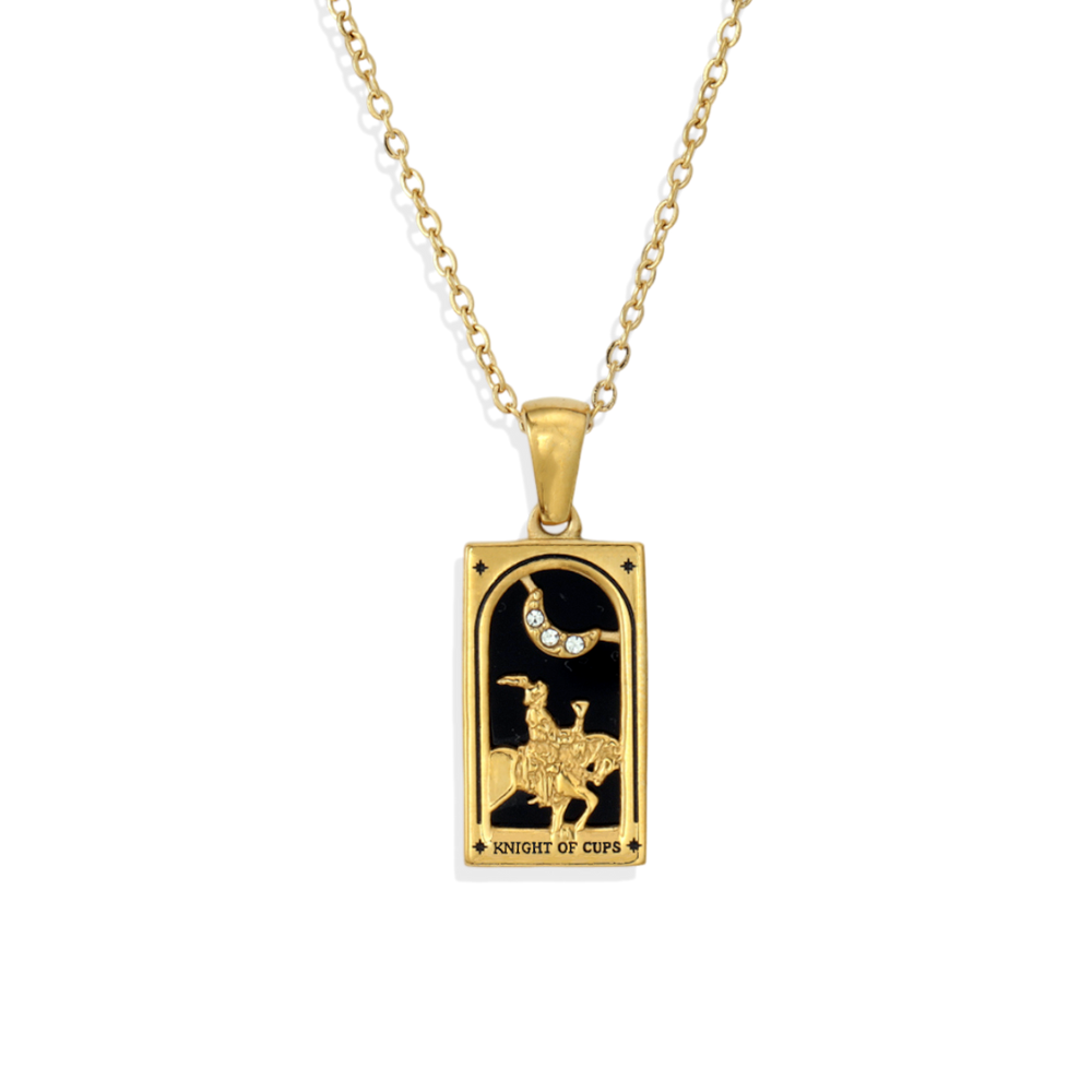 Tarot Card Necklace - Knight of Cups / Gold