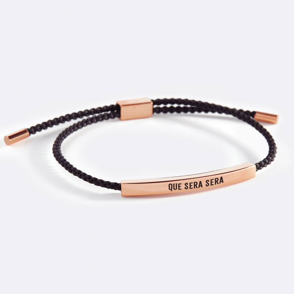 Que Sera Sera Inspire Bracelet - 18k Rose Gold Plated / Midnight Black / Personalized