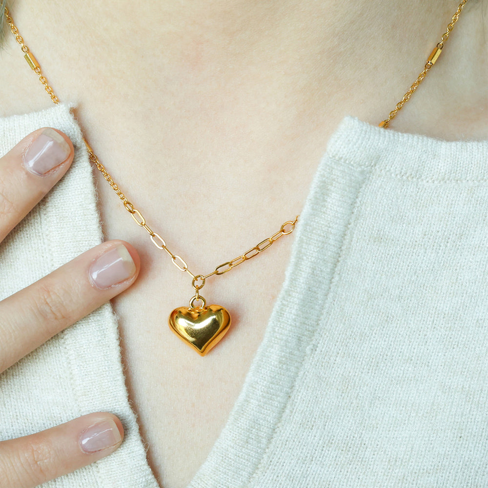 Balloon Heart with Paperclip Chain Necklace - Default Title