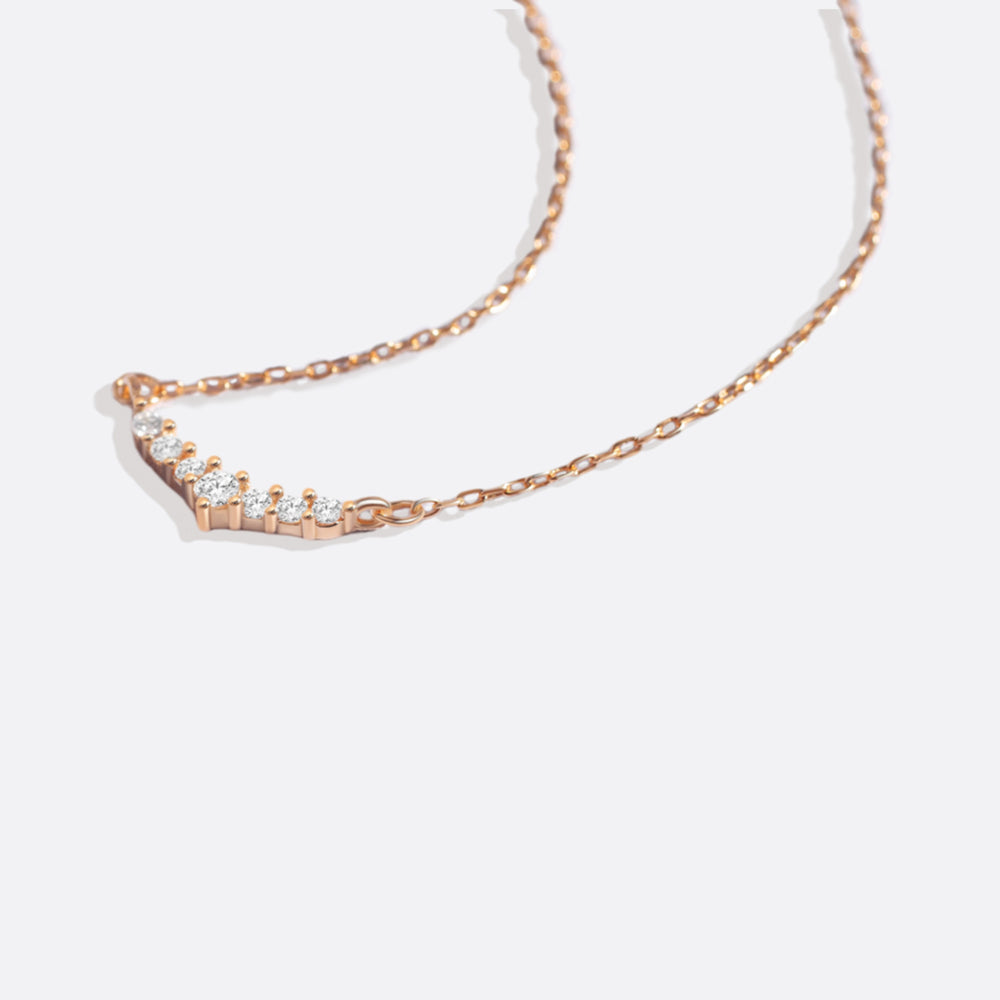 Curved Diamond Bar Necklace - 18k Rose Gold Over Sterling Silver