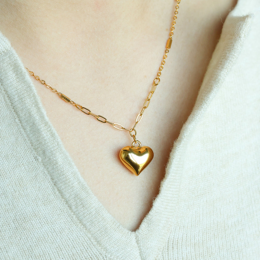 Balloon Heart with Paperclip Chain Necklace - Default Title