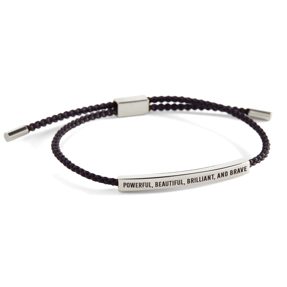 Powerful, Beautiful, Brilliant, and Brave Inspire Bracelet - Silver / Midnight Black / Standard