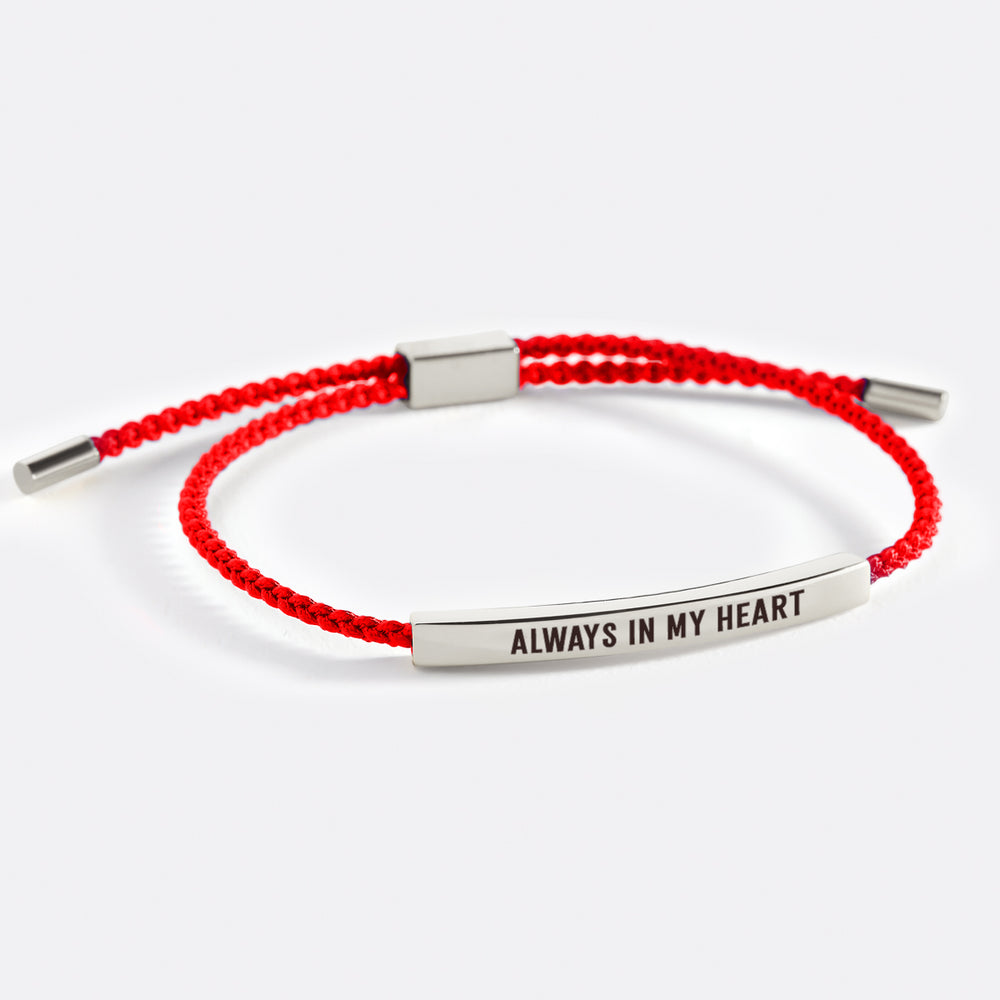 Always In My Heart Inspire Bracelet - Silver / Lucky Red / Personalized