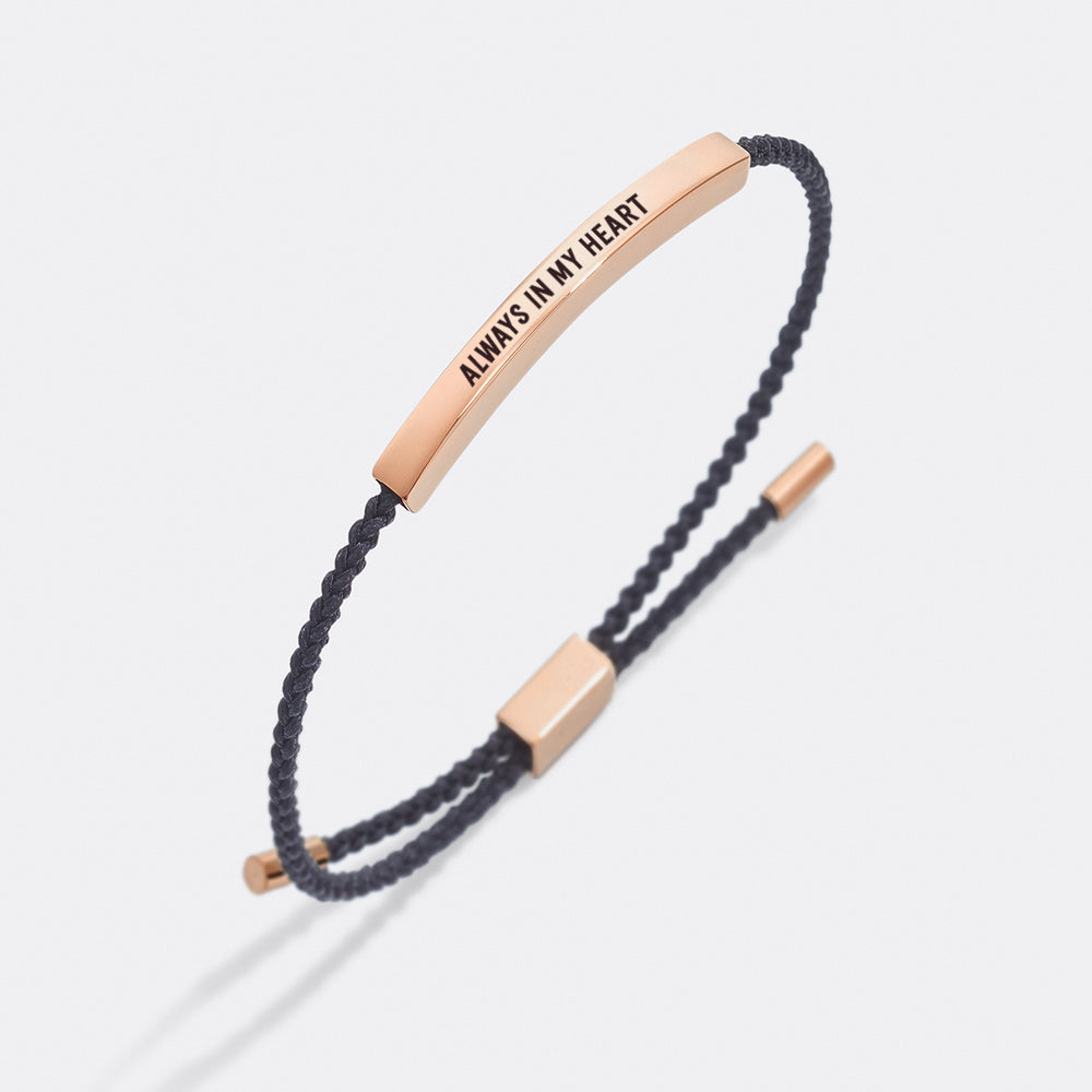 Always In My Heart Inspire Bracelet - 18k Rose Gold Plated / Midnight Black / Standard