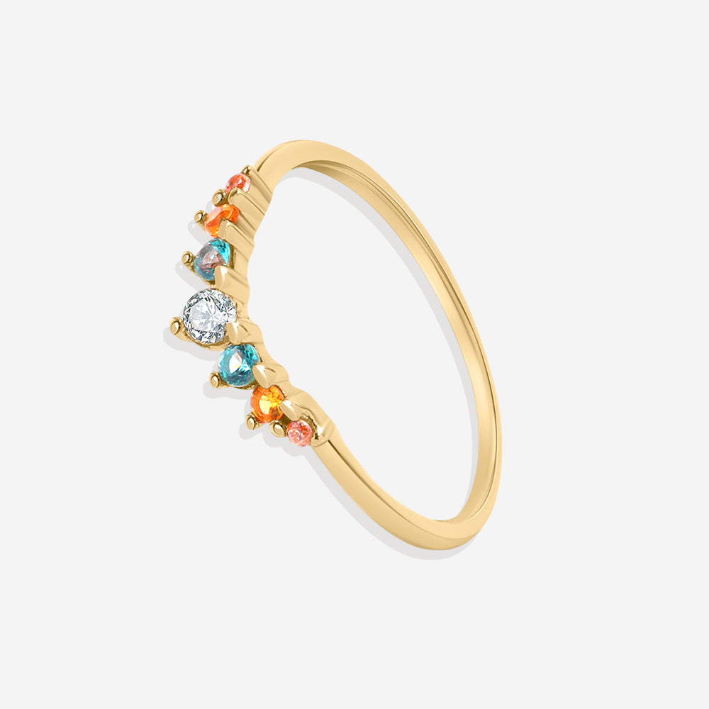 Arc Ombré Band - Topaz & Sapphire - 18k Gold Over Sterling Silver / 5