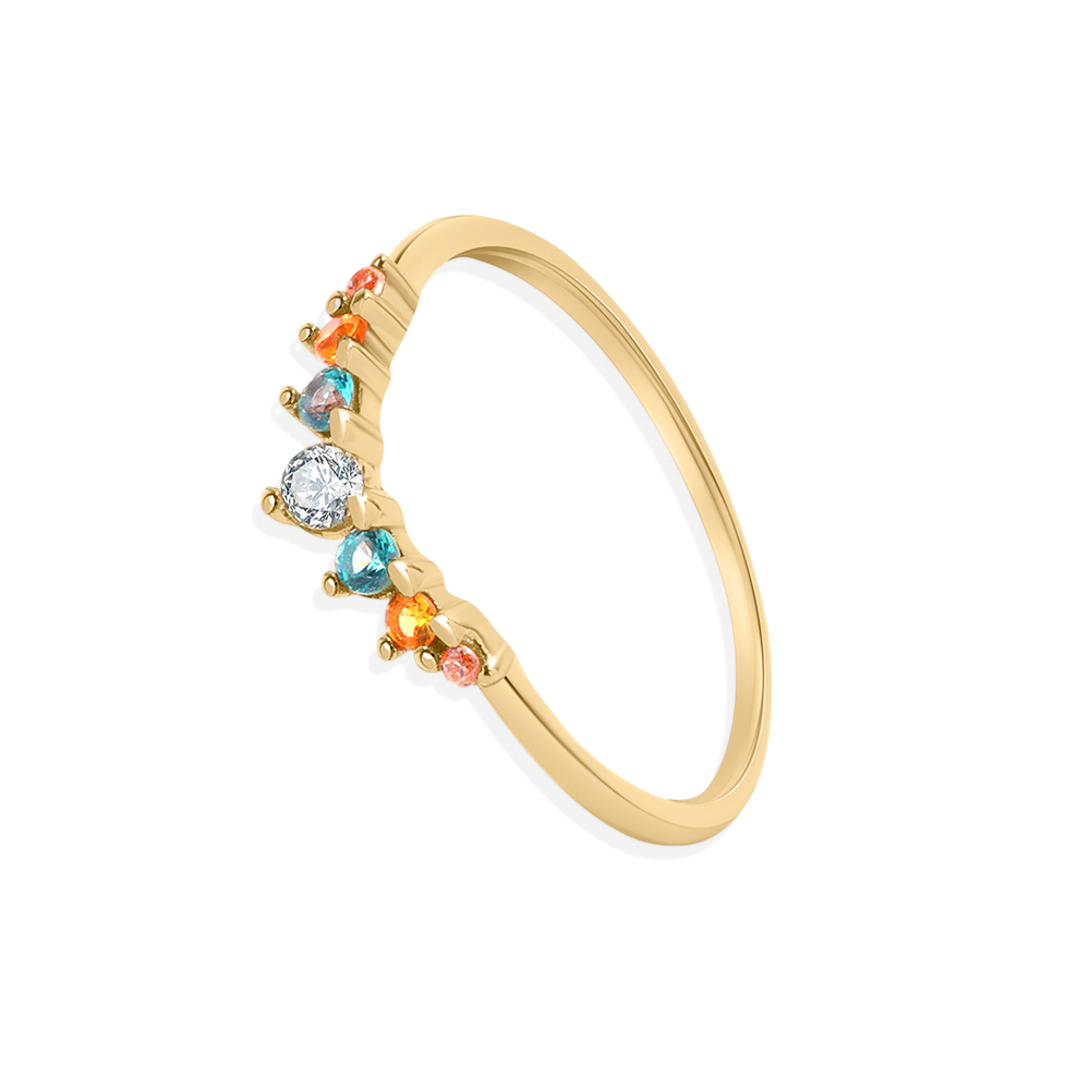 Arc Ombré Band - Topaz & Sapphire - 18k Gold Over Sterling Silver / 5