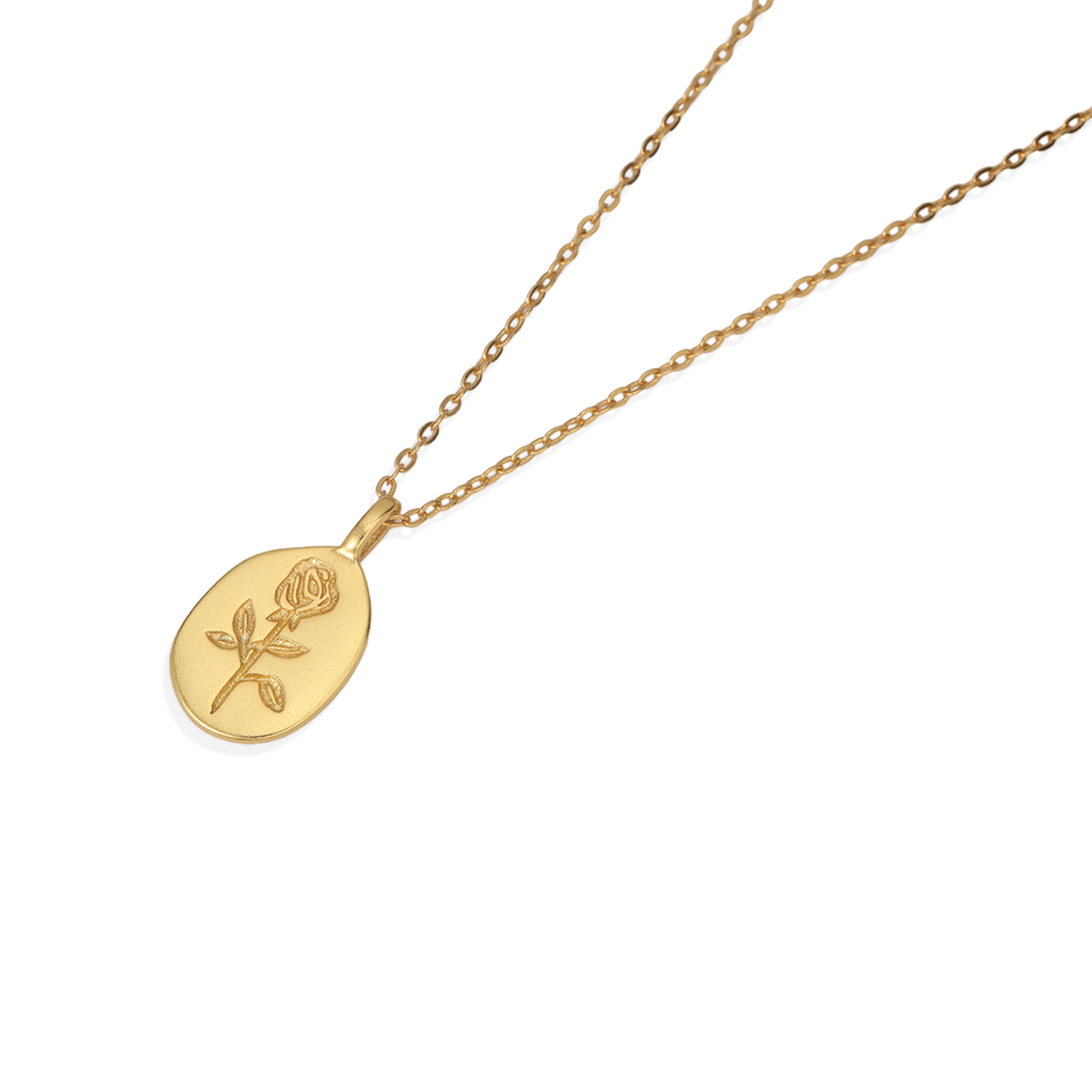 Tiny Rose Pendant Necklace - 18k Gold Over Sterling Silver