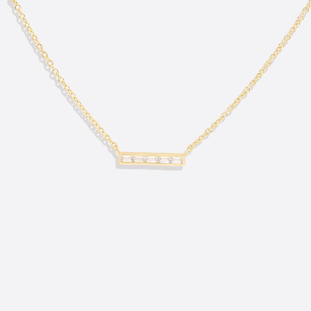 Dainty Crystal Bar Pendant Necklace - 18k Gold Over Sterling Silver