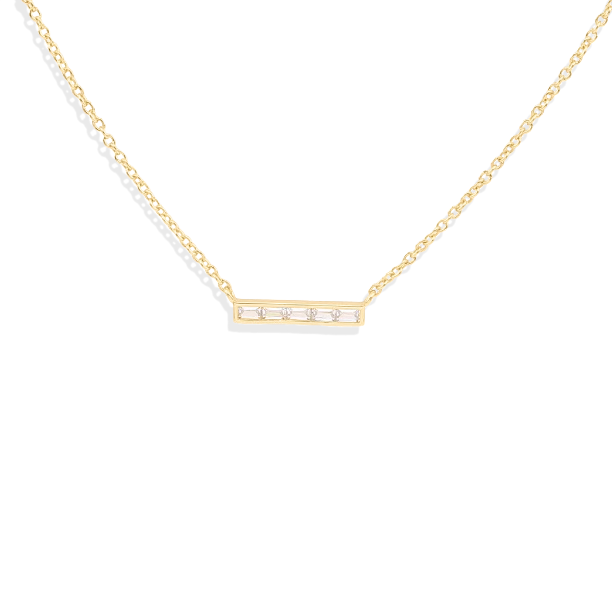 Dainty Crystal Bar Pendant Necklace