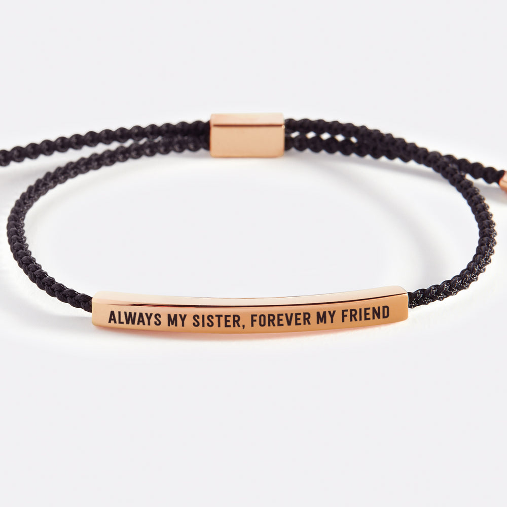 Always My Sister, Forever My Friend Inspire Bracelet - 18k Rose Gold Plated / Lemon Yellow / Personalized