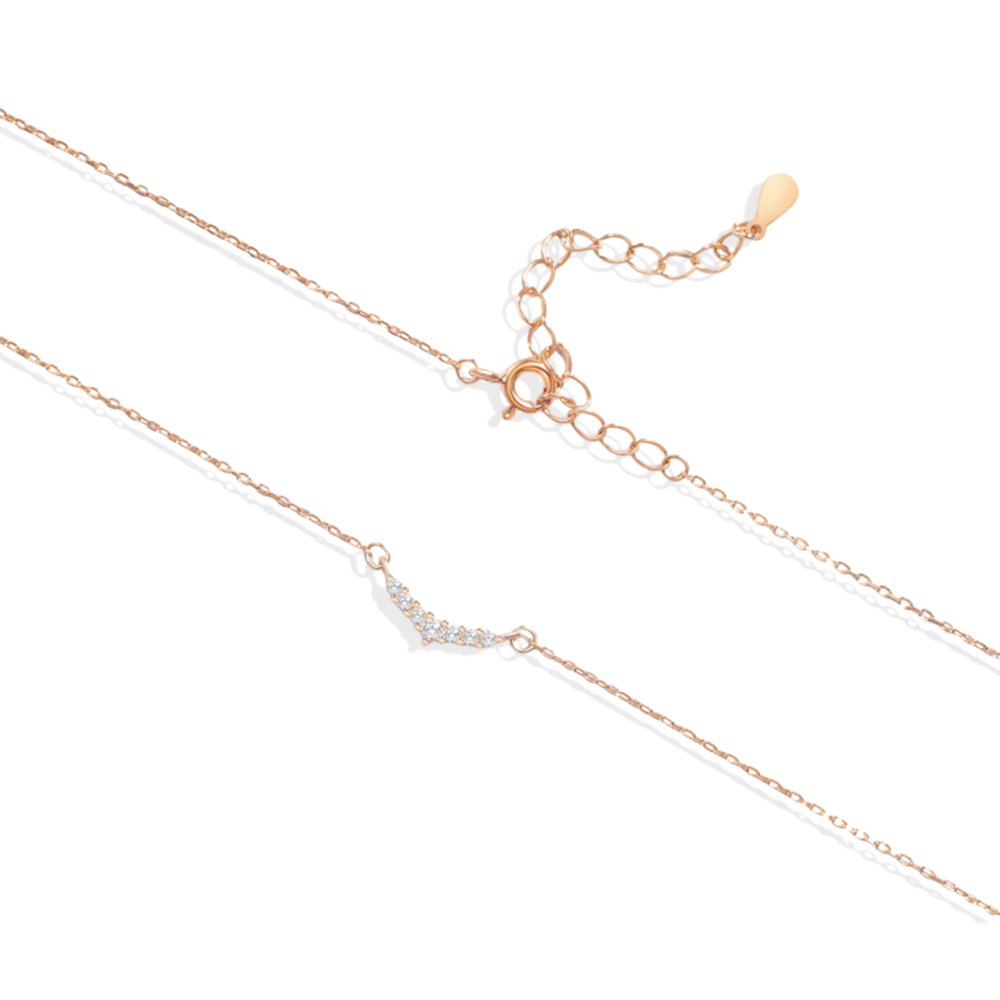 Curved Diamond Bar Necklace - 18k Rose Gold Over Sterling Silver