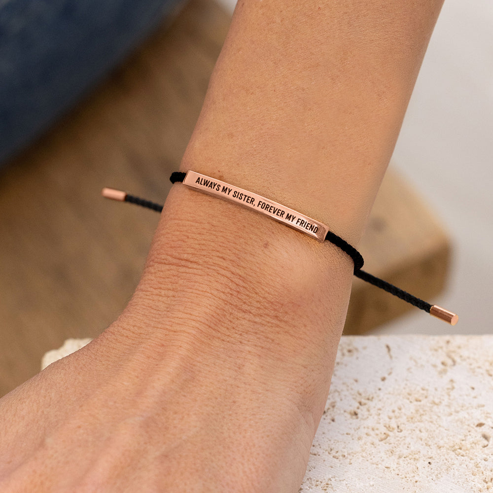 Always My Sister, Forever My Friend Inspire Bracelet - 18k Rose Gold Plated / Lemon Yellow / Personalized