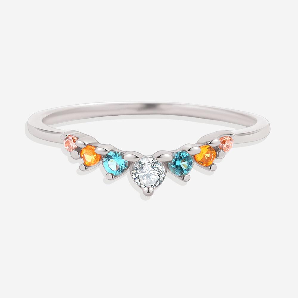 Arc Ombré Band - Topaz & Sapphire - 925 Sterling Silver / 6