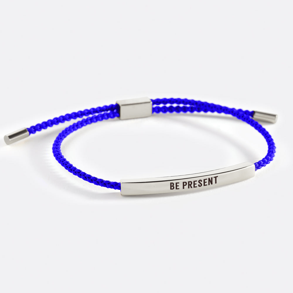 Be Present Inspire Bracelet - Silver / Royal Blue / Personalized