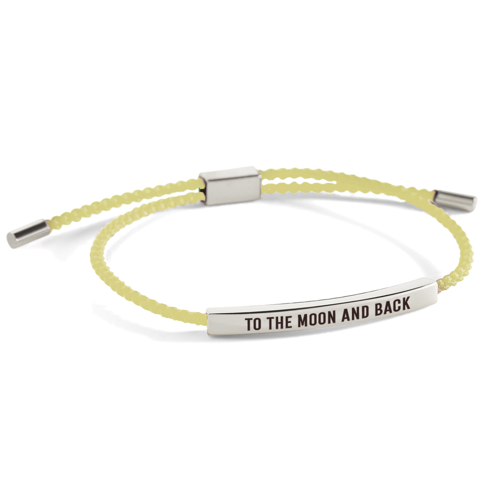 To The Moon And Back Inspire Bracelet - Silver / Lemon Yellow / Personalized