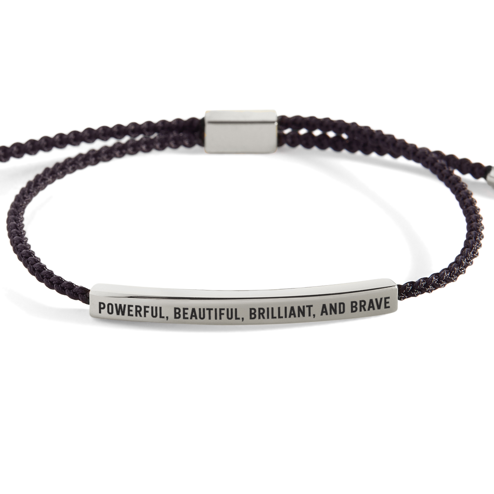 Powerful, Beautiful, Brilliant, and Brave Inspire Bracelet - Silver / Midnight Black / Standard