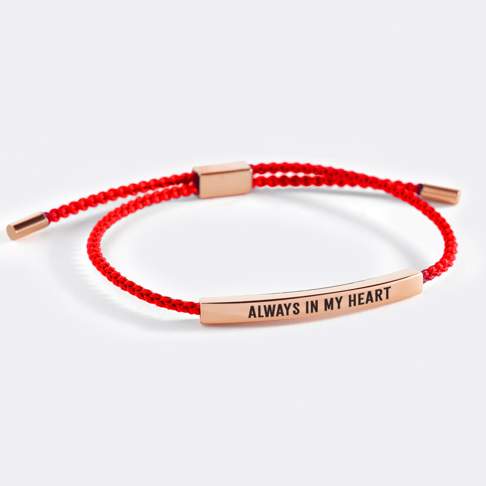 Always In My Heart Inspire Bracelet - 18k Rose Gold Plated / Lucky Red / Standard
