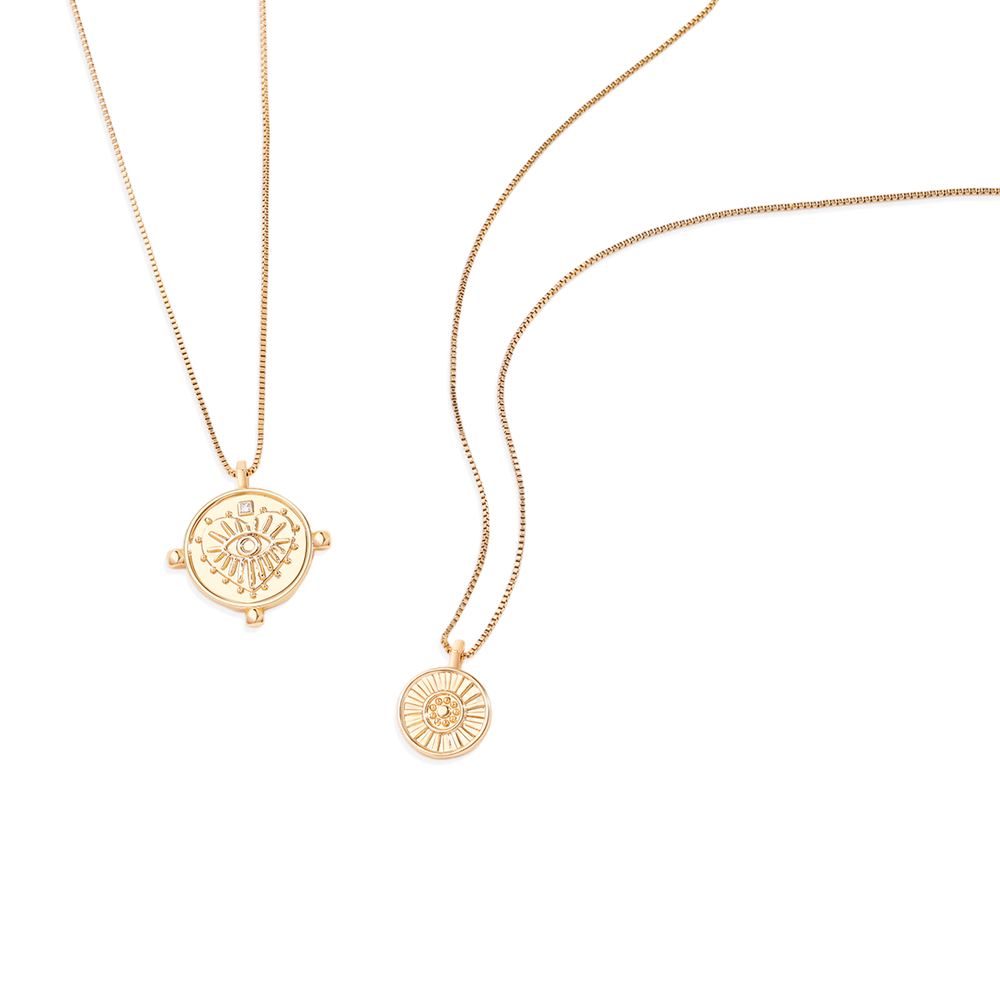 Layered Evil Eye Coin Necklace - Default Title