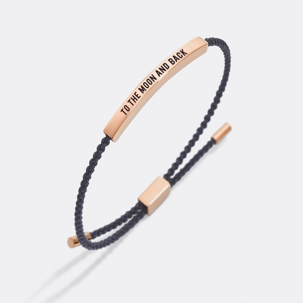 To The Moon And Back Inspire Bracelet - 18k Rose Gold Plated / Lucky Red / Personalized