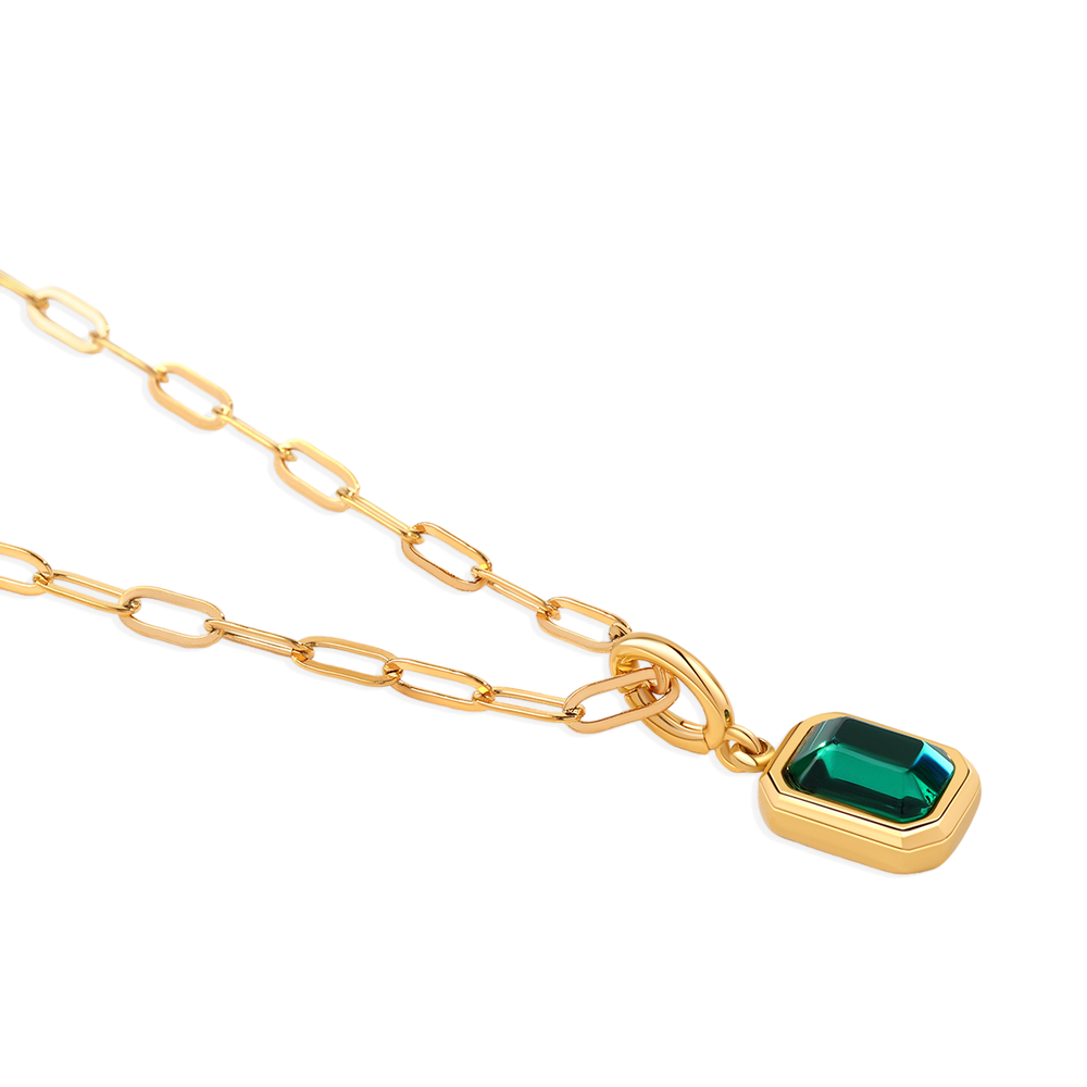 Baguette Birthstone Necklace - October Pink Tourmaline / 16"