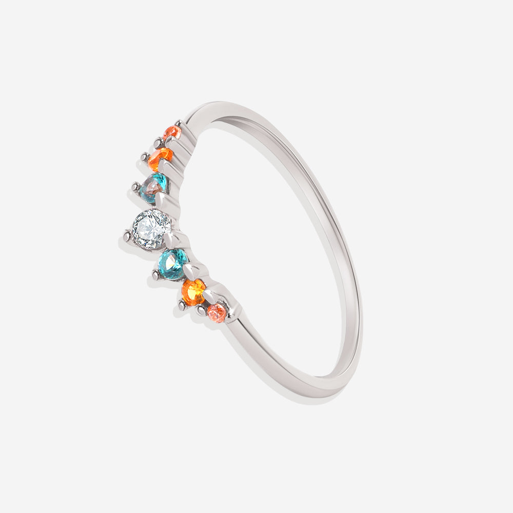 Arc Ombré Band - Topaz & Sapphire - 925 Sterling Silver / 6