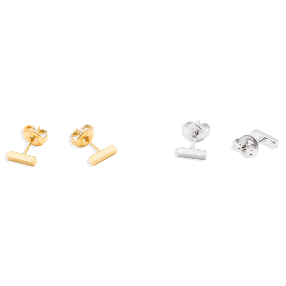 Dainty Bar Stud Earrings - 18k Gold Plated