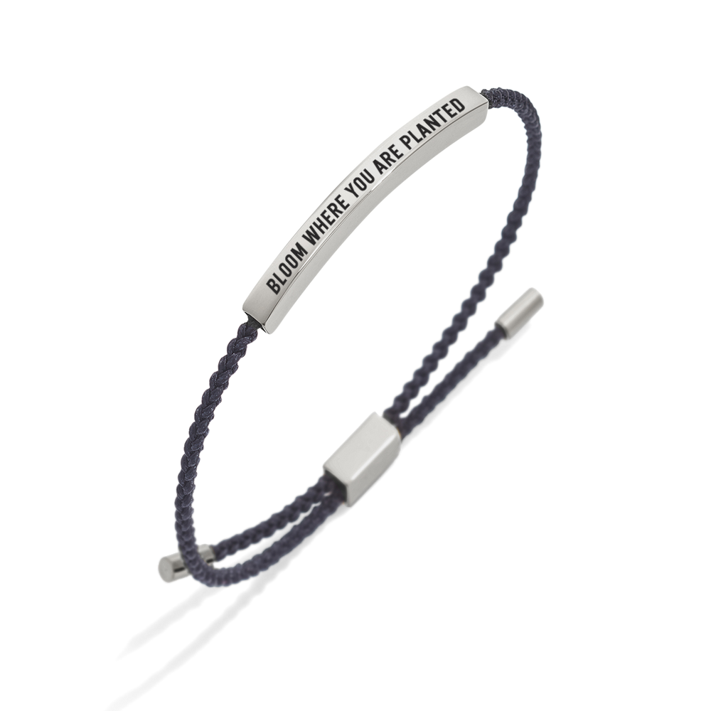 Bloom Where You Are Planted Inspire Bracelet - Silver / Midnight Black / Standard