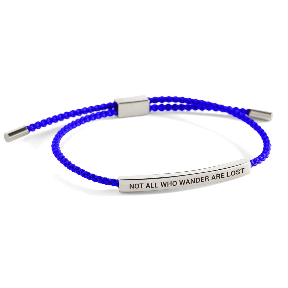 Not All Who Wander Are Lost Inspire Bracelet - Silver / Royal Blue