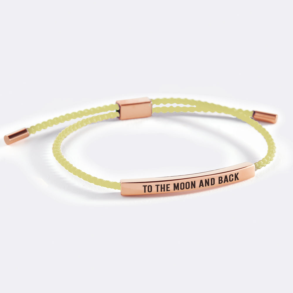 To The Moon And Back Inspire Bracelet - 18k Rose Gold Plated / Lemon Yellow / Personalized