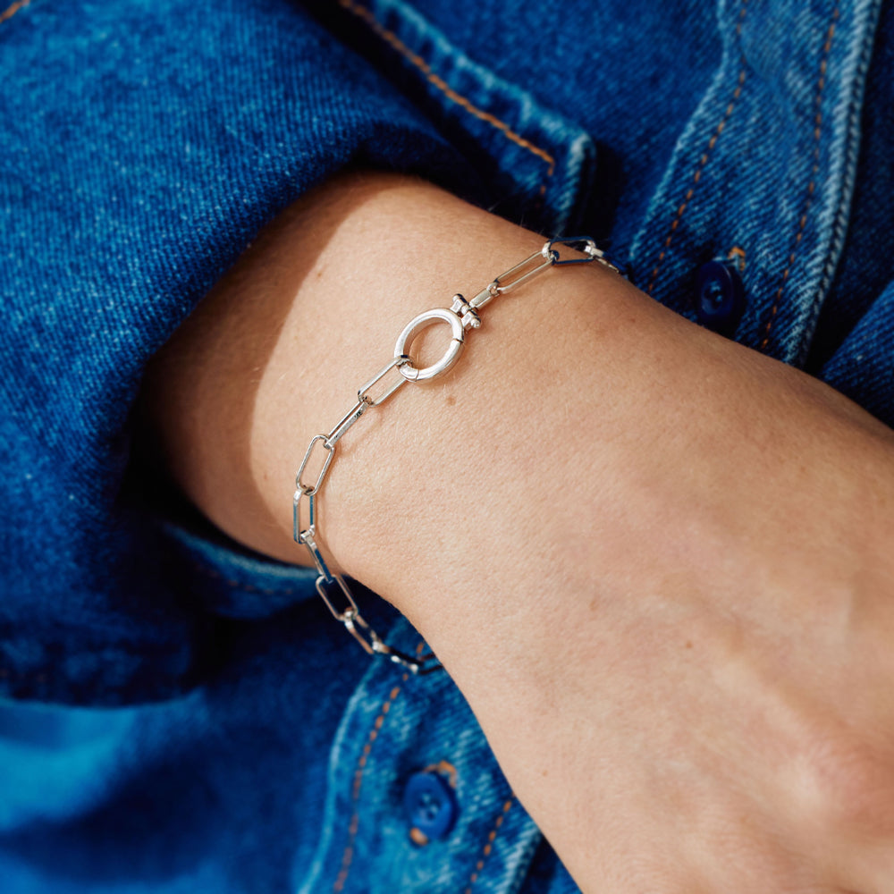 Mint Paperclip Bracelet - Silver / 7.5"