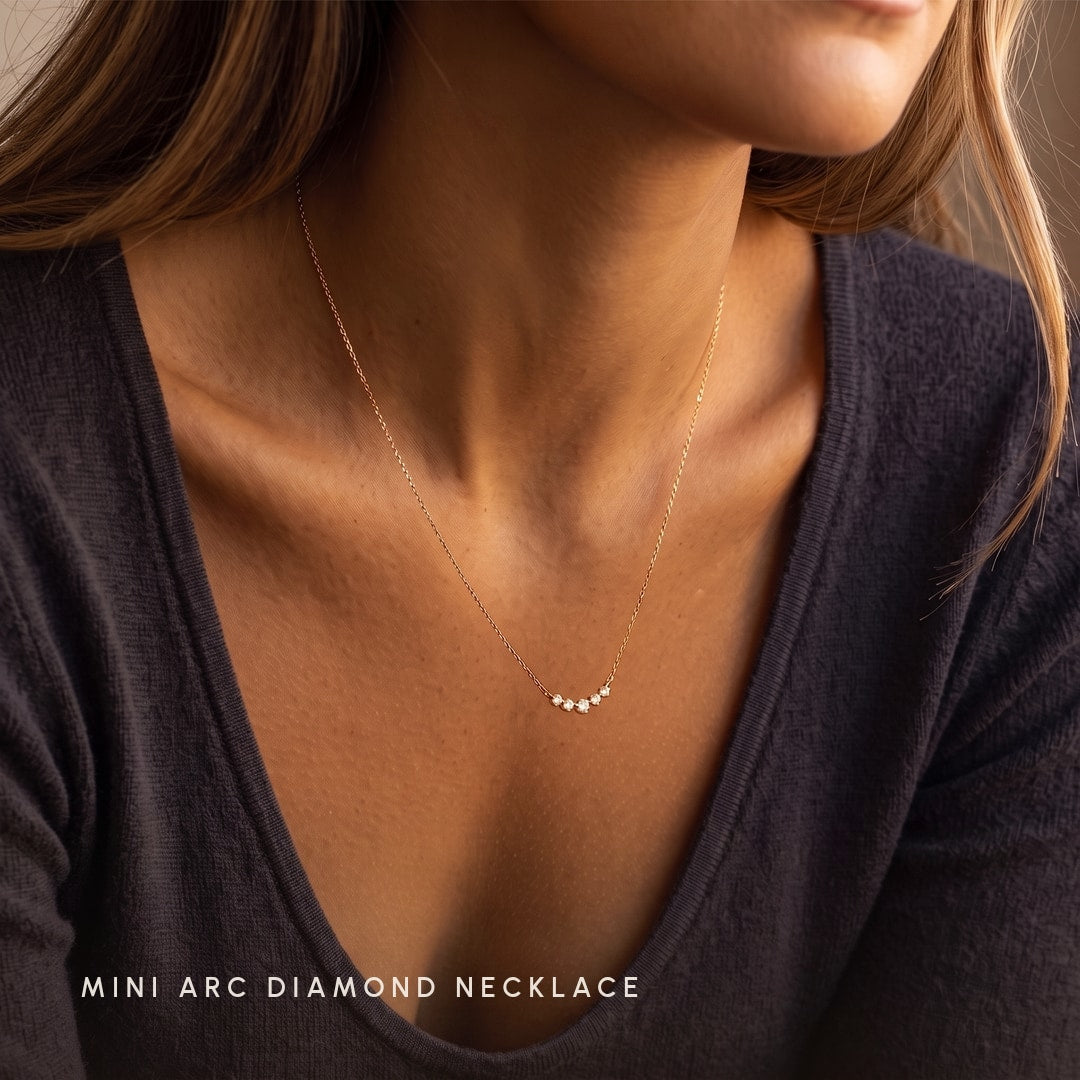 Mini Arc Diamond Necklace on model