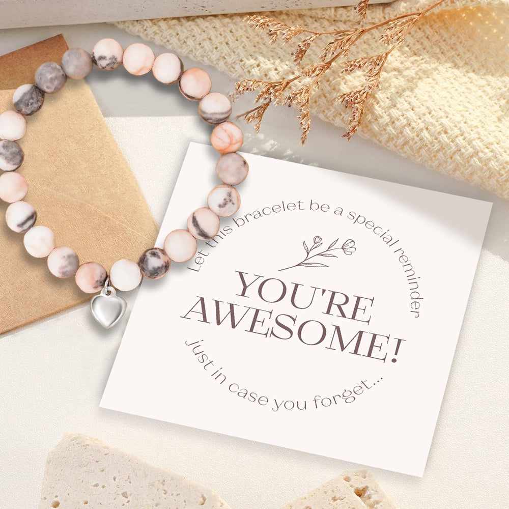 Reminder: You're Awesome Stone Bracelet - Pink Marble