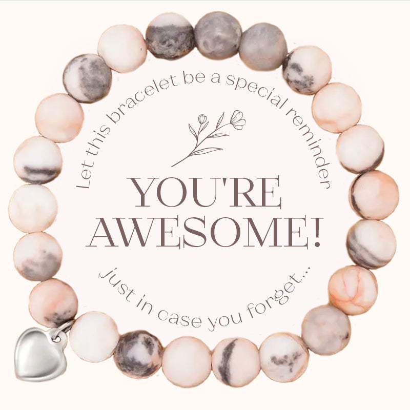 Reminder: You're Awesome Stone Bracelet - Pink Marble