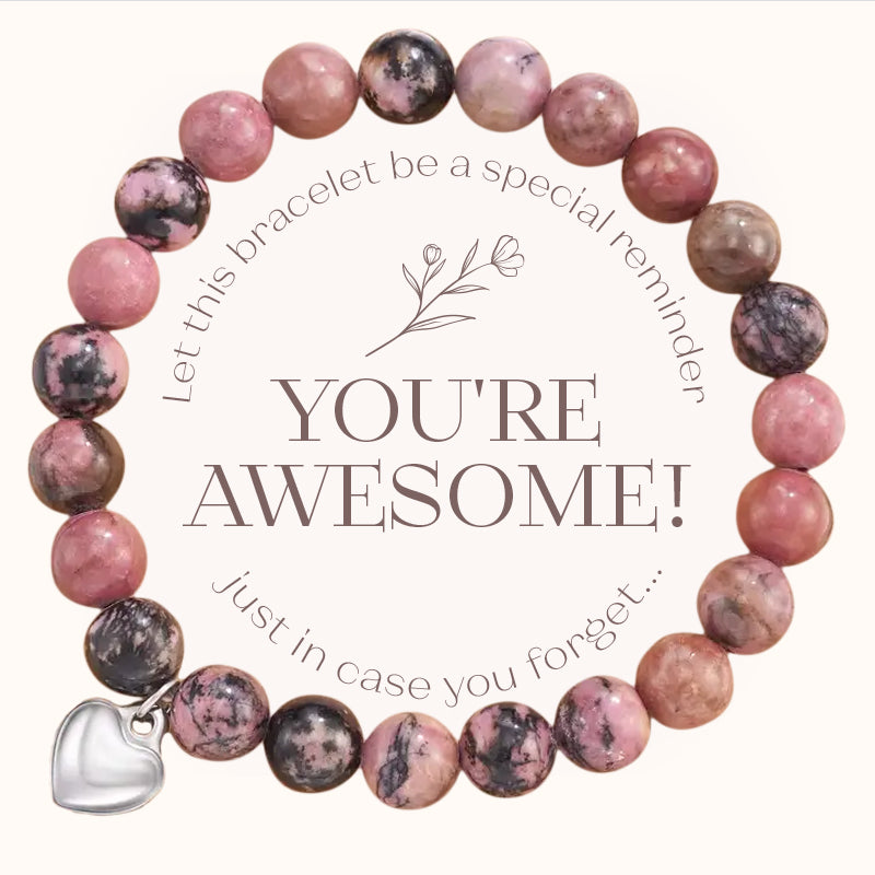 Reminder: You're Awesome Stone Bracelet - Rhodonite