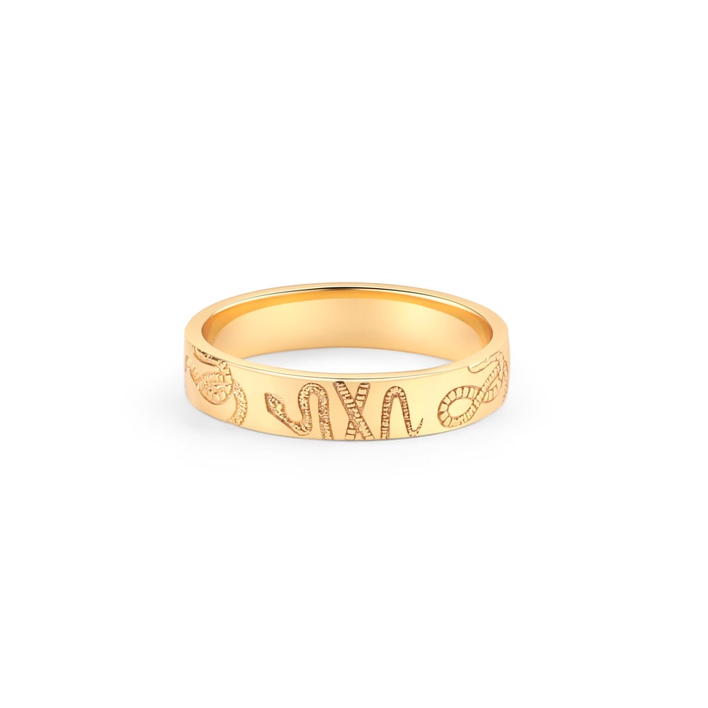 Stamped Snake Band - 18k Gold Over Sterling Silver / 4