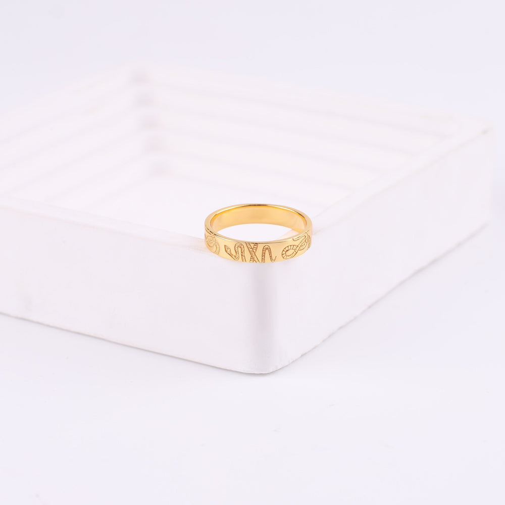 Stamped Snake Band - 18k Gold Over Sterling Silver / 4