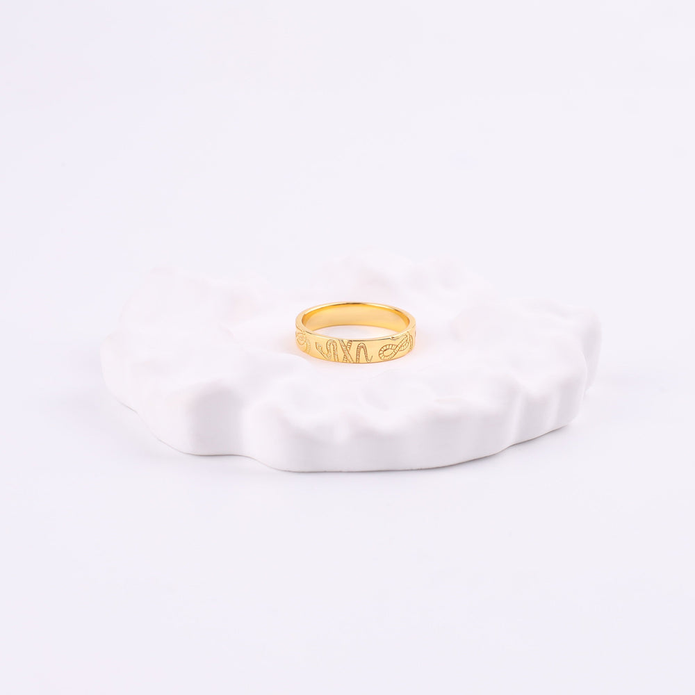 Stamped Snake Band - 18k Gold Over Sterling Silver / 4
