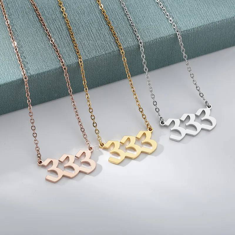Dainty Angel Number Necklace - 18k Rose Gold Plated / 333