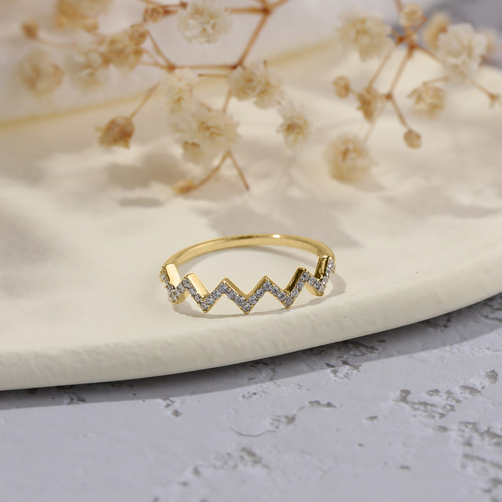 Höhen und Tiefen Zickzack-Ring - Gold / 5