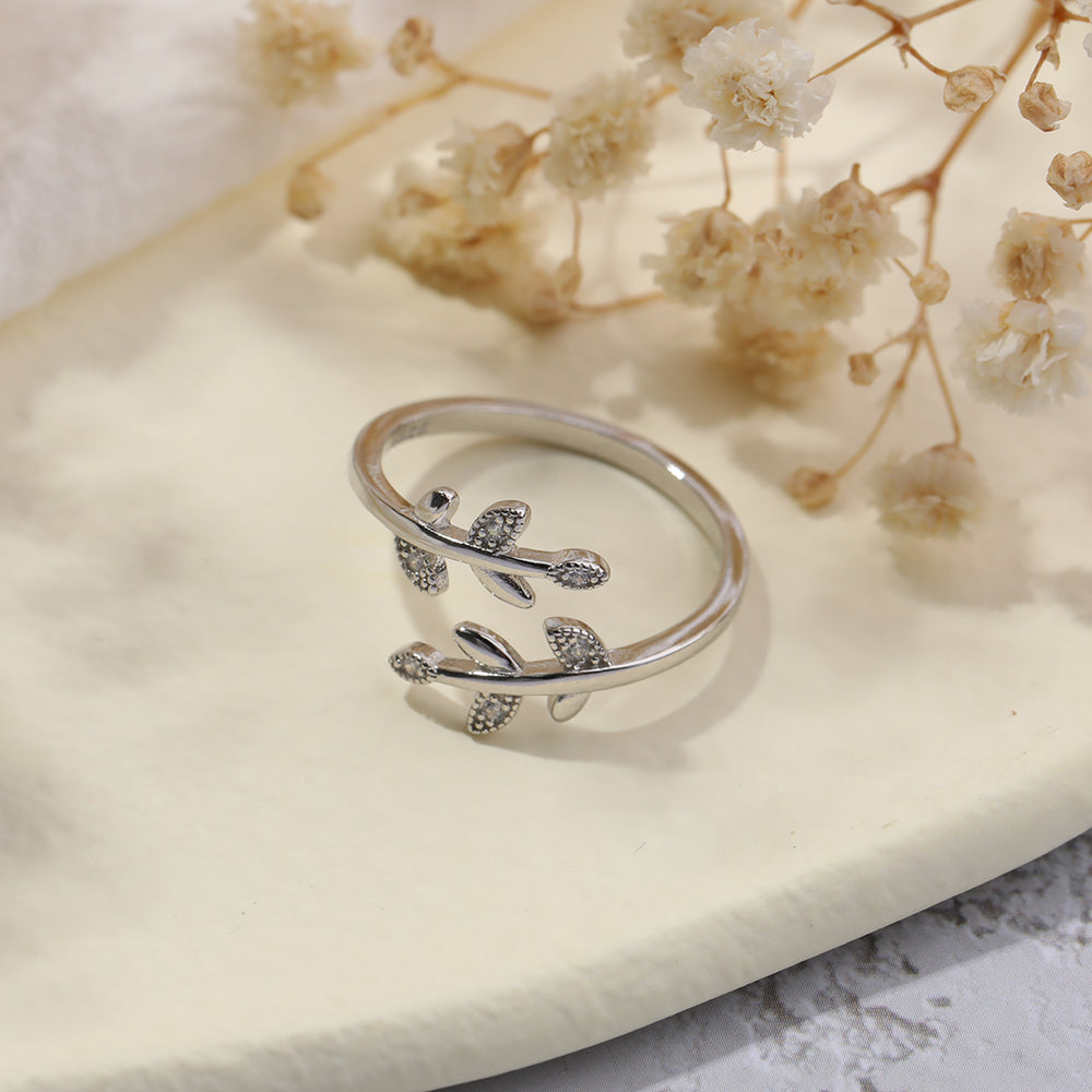 Verstellbarer Blattring - Sterling Silber