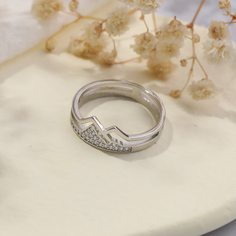 Faith Moves Mountains Pavé-Bergring - Silber / 5
