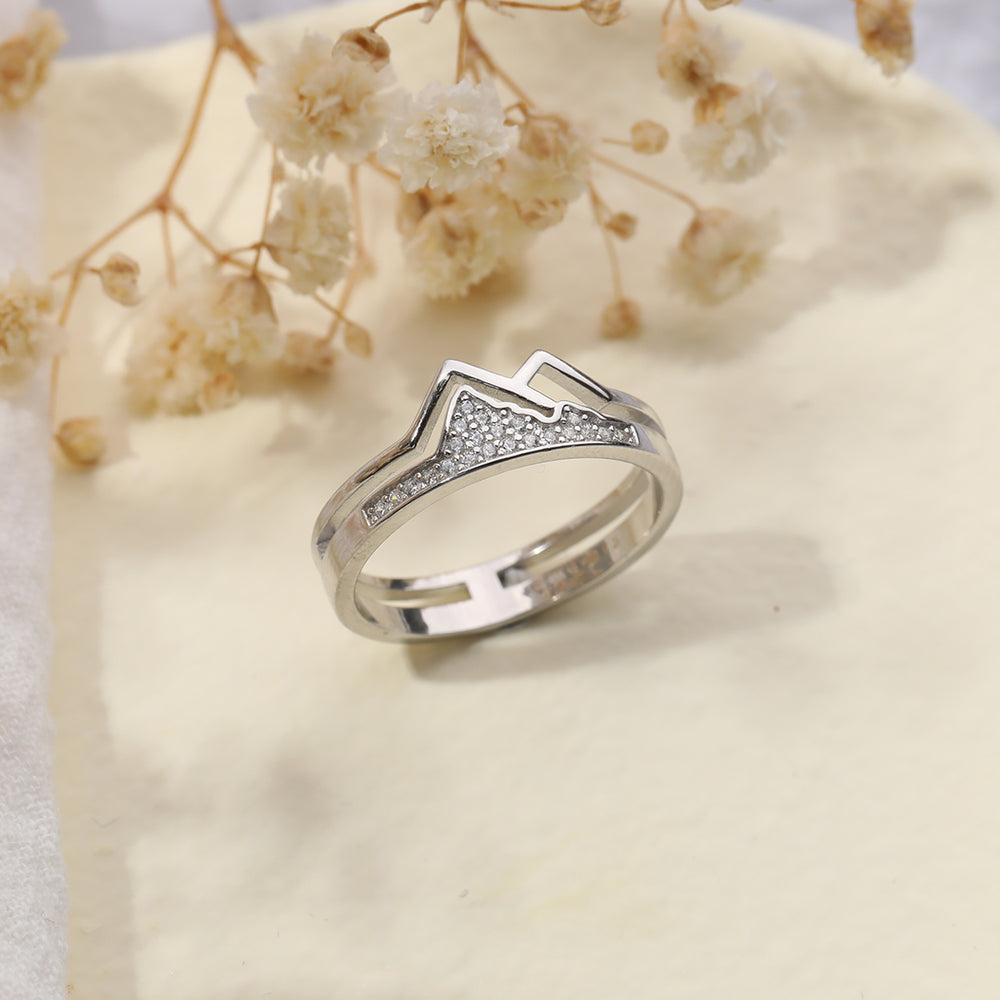Faith Moves Mountains Pavé-Bergring - Silber / 5