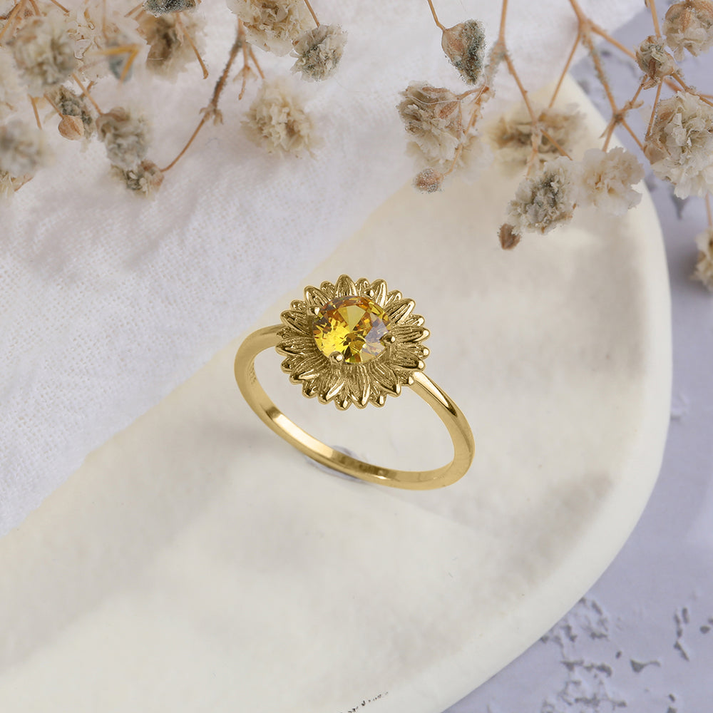 Du bist mein Sonnenschein Sonnenblumenring - Gold / 6