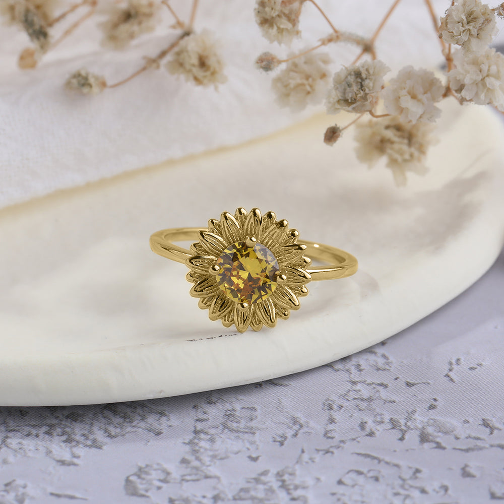 Du bist mein Sonnenschein Sonnenblumenring - Gold / 6