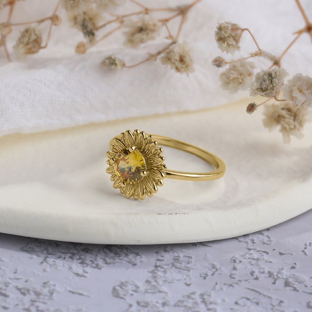 Du bist mein Sonnenschein Sonnenblumenring - Gold / 6