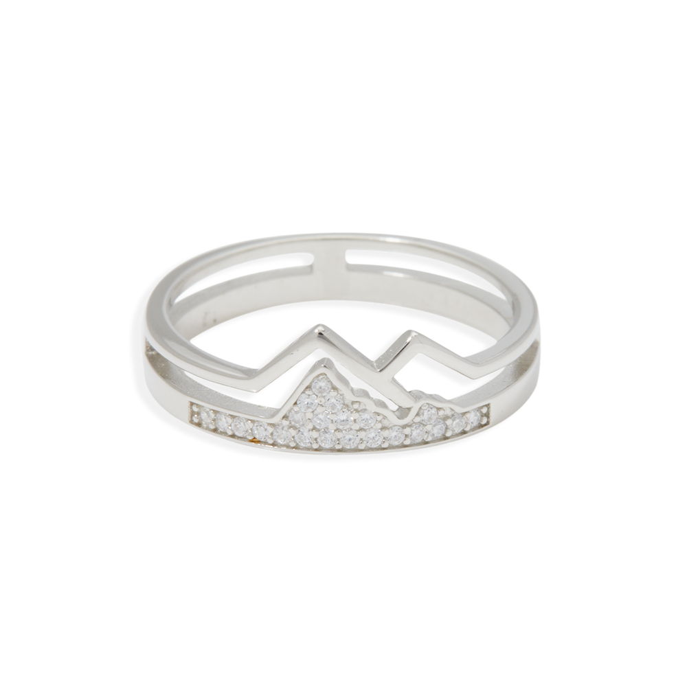 Faith Moves Mountains Pavé-Bergring - Silber / 5
