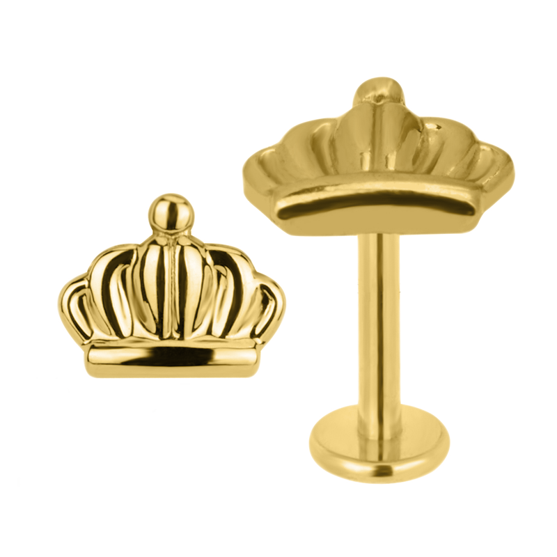 Cute Labret Studs | 16g - Gold / Crown / 6mm