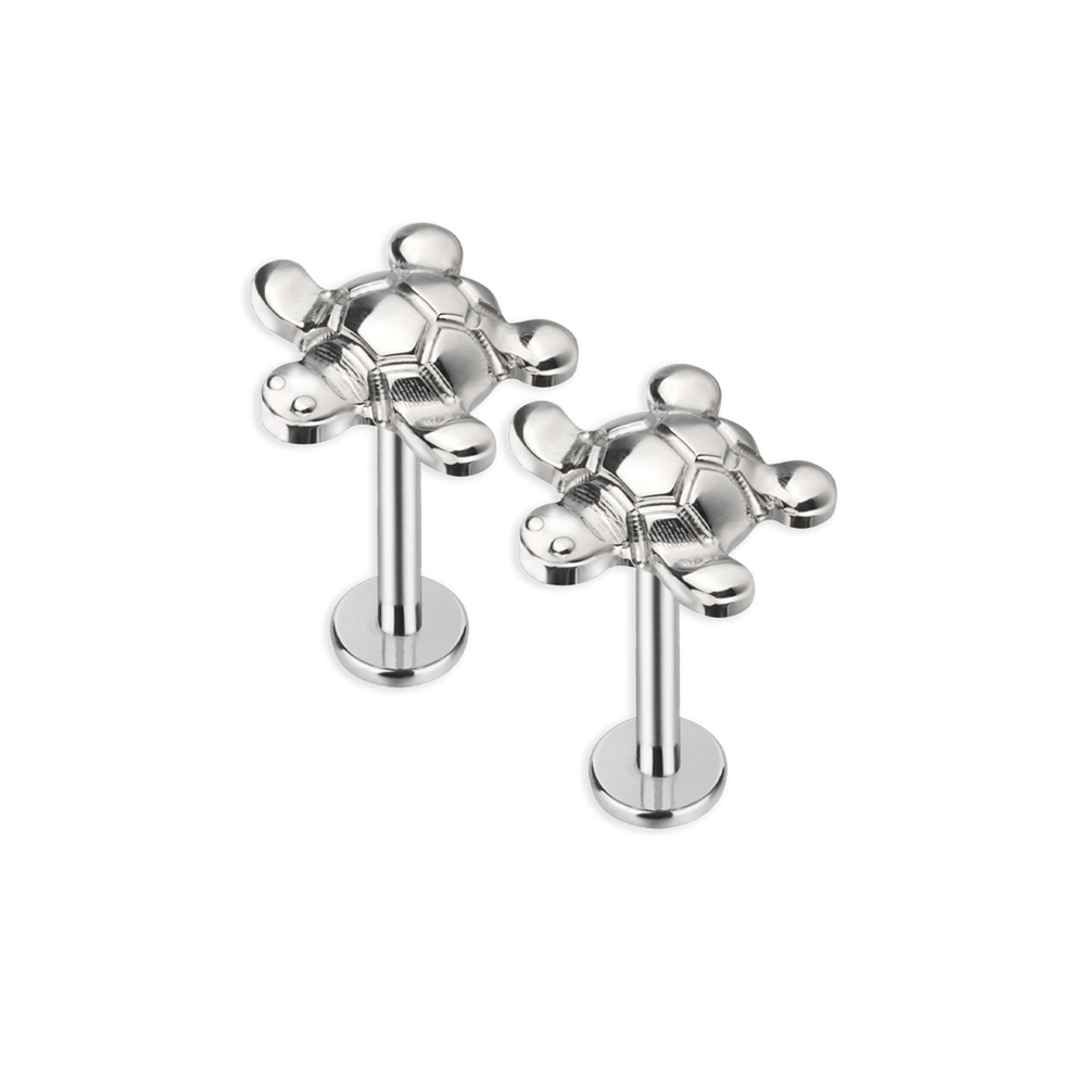Cute Labret Studs | 16g - Silver / Turtle / 6mm